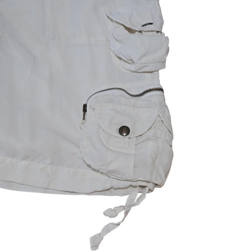 VTG Polo Ralph Lauren Linen Silk Parachute Utility Cargo Shorts Men's 36 Cream